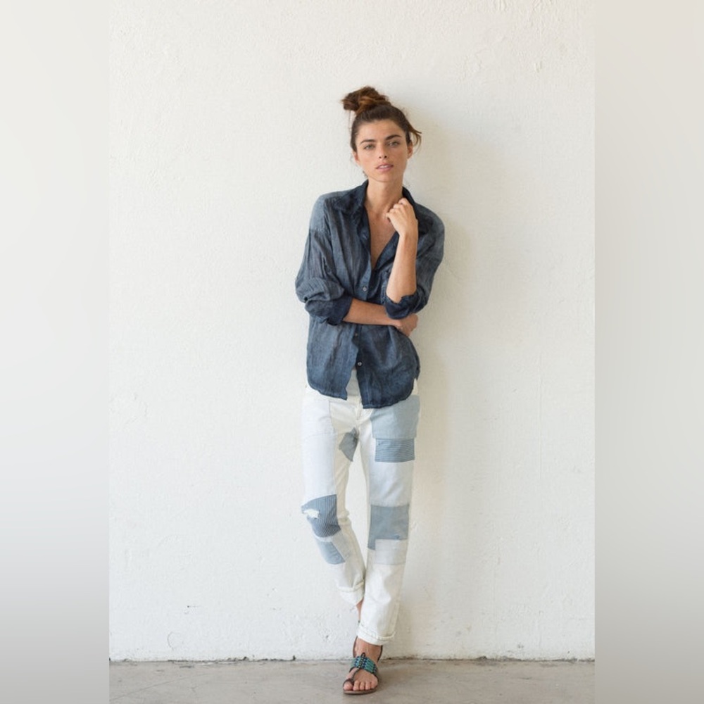 NSF Patchwork Denim Distressed Lagenlook Boho Made in USA Size 24 Jeans